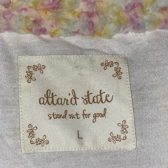 Altar’d State NWOT Rainbow Confetti Wubby Warm Fleece Jacket Relaxed Fit Large - Picture 9 of 10